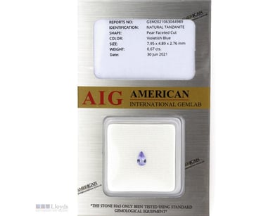 0.67CT CERTIFIED, NATURAL TANZANITE     

Pear Fac...