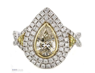 14K WHITE/YELLOW GOLD, FANCY YELLOW DIAMOND AND DI...