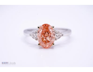 18K WHITE GOLD 3.12CT PINK - VVS2 LAB GROWN OVAL R...
