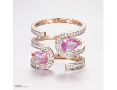 14CT ROSE GOLD PINK CEYLON SAPPHIRE AND DIAMOND SP...