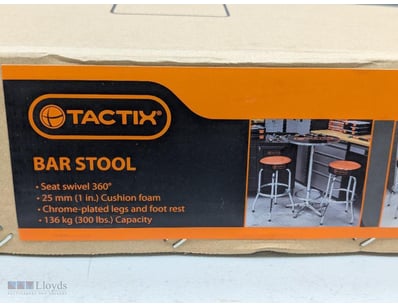 Tactix bar stool, 360° swivel seat, cushioned foam...