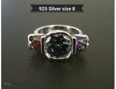 925 SILVER RING WITH MYSTIC RAINBOW TOPAZ AND AMET...