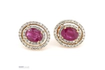 14K Rose Gold, Ruby And Champagne Diamond, Double