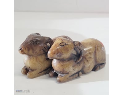 2X JADE HANDCARVED RAMS

Item Size: Height: 5cm, W...