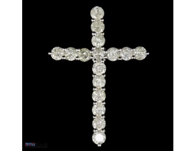 14K YELLOW GOLD, 1.08CT TDW DIAMOND, CRUCIFIX PEND...