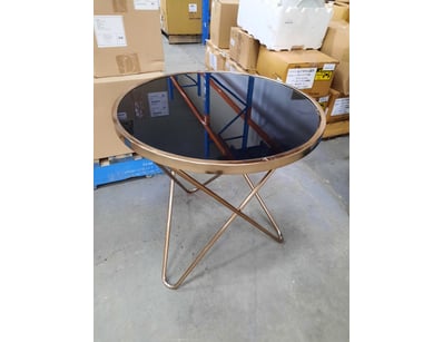 Side Table With Mirror Top, Gold & Black Finish
...