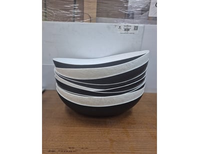 Lot of black and white large salad bowls. 

Bid ...