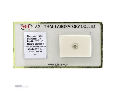 0.911CT CERTIFIED, NATURAL FANCY YELLOW DIAMOND   ...