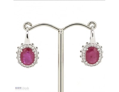 14K WHITE GOLD, RUBY AND DIAMOND, VINTAGE INSPIRED...