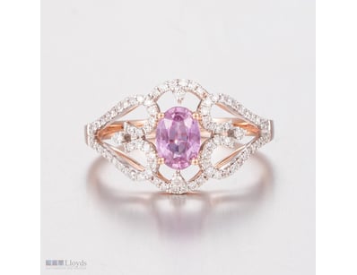 14CT ROSE GOLD PINK SAPPHIRE AND DIAMOND CLUSTER R...