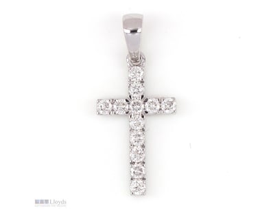 0.31 CT ROUND PAVÉ CROSS PENDANT IN 18KT WHITE GOL...