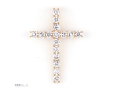 0.39 CT ROUND DIAMOND CROSS PENDANT IN 18KT YELLOW...