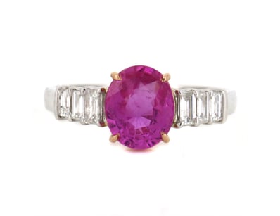 14K WHITE/ROSE GOLD, PINK SAPPHIRE AND DIAMOND, DR...