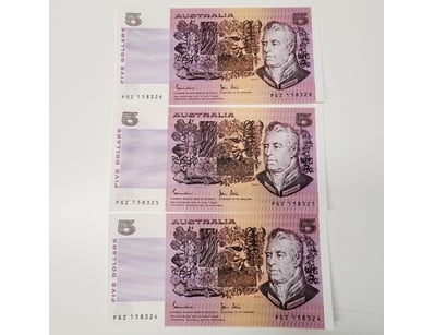 AUSTRALIAN $5 BANKNOTES , R208 (AUNC) 

CV : $11...