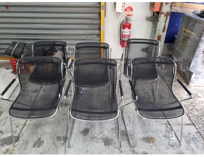 Chairs, aluminium, metal, metal mesh, black, silve...