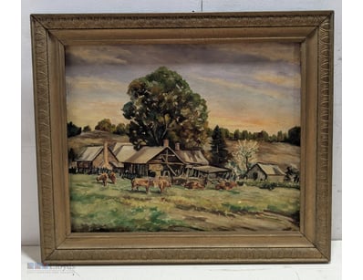 RURAL FARMSTEAD LANDSCAPE OIL PAINTING

Item Size:...