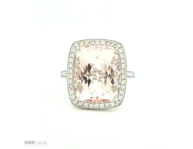 9CT WHITE GOLD BRAZILIAN MORGANITE AND DIAMOND COC...