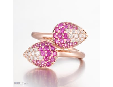 14CT ROSE GOLD PINK CEYLON SAPPHIRE AND DIAMOND DR...