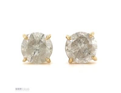 14K YELLOW GOLD, 2.17CT TDW DIAMOND, STUD EARRINGS...