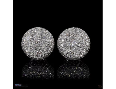 1.51 CT ROUND DOME PAVÉ STUD EARRINGS IN 18KT WHIT...