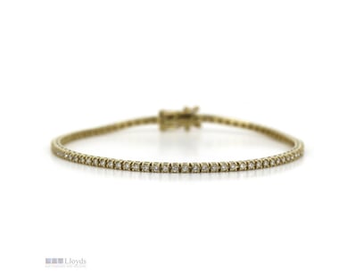 9K YELLOW GOLD, 1.00CT TDW DIAMOND, TENNIS BRACELE...