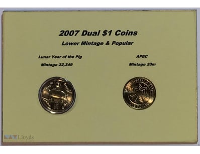 2007  DUAL $1 COINS LOWER MINTAGE & POPULAR $1 LUN...