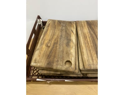 Lot of wooden chopping boards. 

SOLD AS LOT

