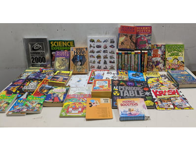 Extensive children's book and media collection fea...