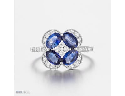14CT WHITE GOLD AUSTRALIAN SAPPHIRE AND DIAMOND CL...