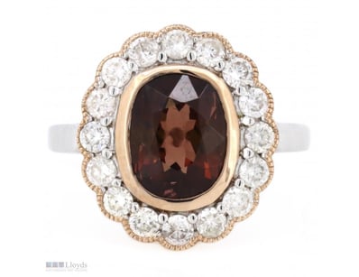 14K WHITE/ROSE GOLD, PINK TOURMALINE AND DIAMOND, ...