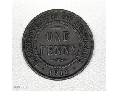 1911 AUSTRALIAN PENNY GEORGE V AUSTRALIA ONE PENNY...