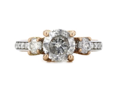 14K WHITE/ROSE GOLD AND DIAMOND, TRILOGY RING.    ...