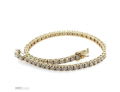 9CT YELLOW GOLD (XRF TESTED) DIAMOND TENNIS BRACEL...