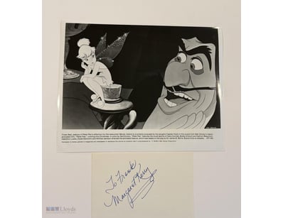 MARGARET KERRY SIGNED INDEX CARD WITH PETER PAN PH...