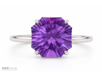 NATURAL AMETHYST RING ON 925 SILVER - WITH CERTIFI...