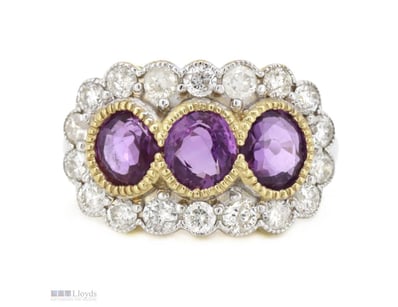 14K WHITE/YELLOW GOLD, PINK SAPPHIRE AND DIAMOND, ...