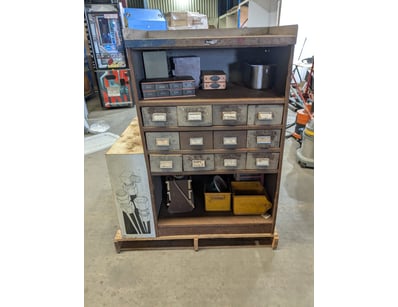 Vintage industrial storage cabinet with multi-draw...