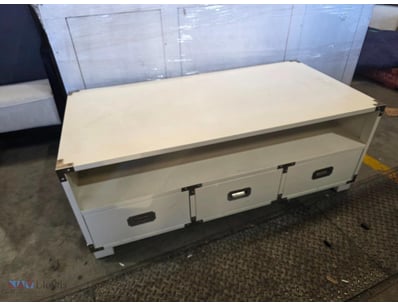 White Timber TV Cabinet with draws and side handle...