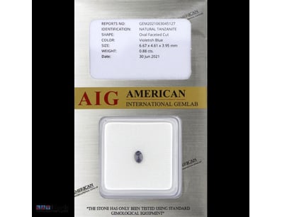 0.88CT CERTIFIED, NATURAL TANZANITE     

Oval Fac...