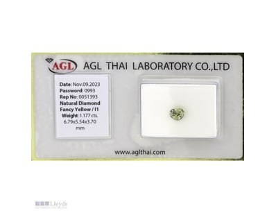 1.177CT CERTIFIED, NATURAL FANCY YELLOW DIAMOND   ...
