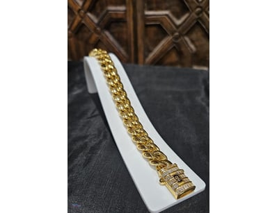 MIAMI CUBAN  GOLD PLATED  STAINLESS STEEL    BRACE...