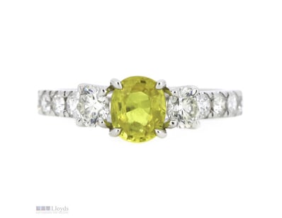 14K WHITE GOLD, 0.94CT YELLOW CEYLON SAPPHIRE AND ...