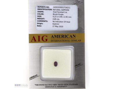 0.85CT CERTIFIED, NATURAL PURPLE SAPPHIRE     

Ov...