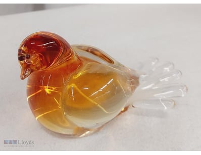 MURANO AMBER BIRD PAPER WEIGHT  WITH STICKER.

488...