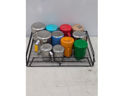 Steel milk jugs in tray

SOLD AS LOT

