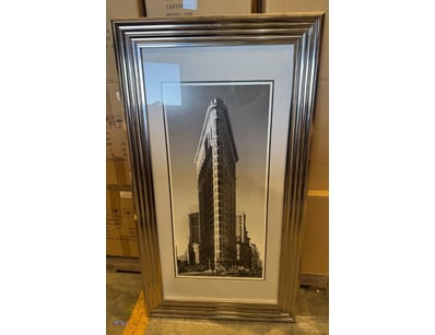 Framed black and white architectural photograph of...