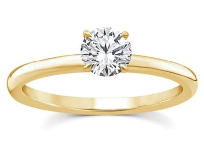 9K YELLOW GOLD 0.50CT F VS LAB DIAMOND RND 4 CLAW ...