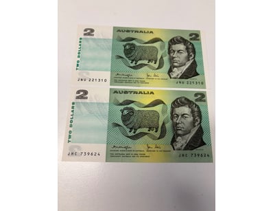 AUSTRALIAN $2 BANKNOTES, R87 (UNC)

CV: $35 EACH...