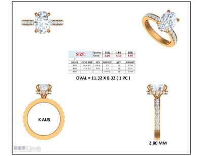 18K Yellow gold Oval cut engagement ring
3.03 car...