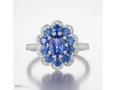 14CT WHITE GOLD AUSTRALIAN SAPPHIRE AND DIAMOND CL...